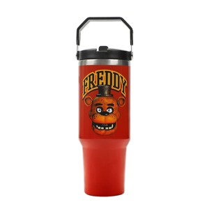 Five Nights At Freddy's Freddy Red 40 Oz Stainless Steel Tumbler With Handle - 1 of 4