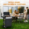 ELJGET 3/4 Burner Grill Propane Gas Grill, Outdoor Stainless Steel Patio Garden BBQ Grill with Lid, Wheels, RV Camping Barbecue - 3 of 4