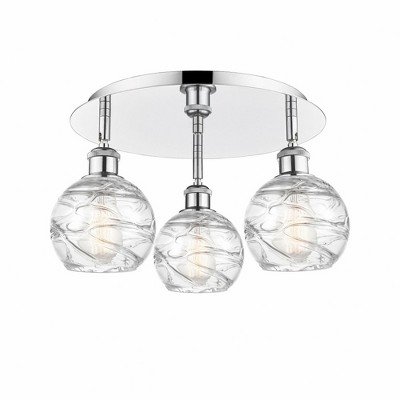 Athens Deco Swirl - 3 Light Flush Mount In Industrial Style-8.63 Inches Tall and 17.63 Inches Wide