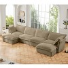 Upholstered Sectional Sofa, 4 Seater Free Combination Convertible Sofa, Sofas with Ottoman, Corduroy Fabric Sectional Sofas-Cuddlewood - 3 of 4