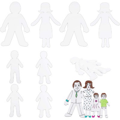 Bright Creations 48-Pack Blank Paper People Family Cutouts for DIY Arts and Crafts (3 Sizes)