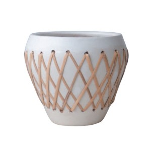 VIP Terracotta 7.5 in. White Criss-Cross Pattern Planter - 1 of 1