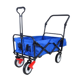 NAYSAYE Hand Truck Dolly Heavy Duty Folding Utility Cart with Adjustable Handle and Cup Holders for Outdoor Use, Blue, 53.5"*20.08"*42.52" - 1 of 4