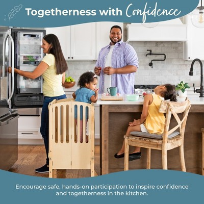 Guidecraft Contemporary Kitchen Helper Step Stool: Adjustable, Folding Montessori Toddler Tower - Safety Learning Furniture