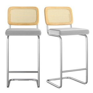 FURNIinspire Dining Chair, Counter Height Bar Stools Set of 2, Bar Chairs and Stools, Armless, Ideal for Kitchen Islands, Gray, 18.9"*17.7"*42.5" - 1 of 4
