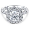 Pompeii3 3Ct Diamond & Moissanite Cushion Halo Engagement Ring in White or Yellow Gold - 4 of 4