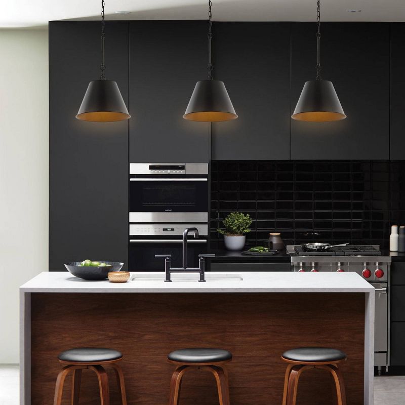 Industrial Farmhouse Iron LED Pendant Oil Rubbed Bronze - JONATHAN Y, 4 of 9