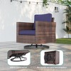 Sonkuki Outdoor 6-Piece Wicker Patio Conversation Set with 2 Rattan Swivel Rocking Chairs, Side Table, Ottoman and Navy Blue Cushion - 4 of 4