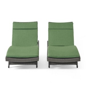 GDFStudio Olivia Rattan Adjustable Gray Chaise Lounges with Cushion(Set of 2) - 1 of 4