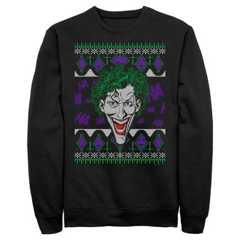 Men s Batman Joker Sweater Sweatshirt Black Small Target