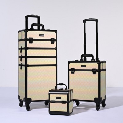 Byootique 3-Piece Makeup Train Cases Cosmetic Organizer Kit ForgetMeNo pattern