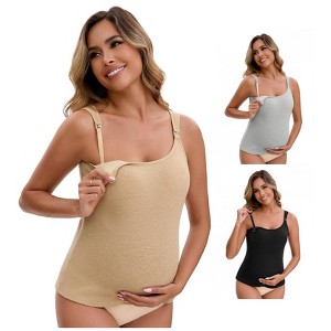 INSPIRE CHIC Women's 3 Packs Maternity Thermal Tank Tops with Built-In Bra with Adjustable Straps - 1 of 4