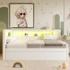 Full Size Upholstered Platform Bed with Trundle, USB Ports and LED Belt - 4 of 4