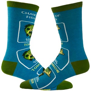 Crazy Dog T-Shirts Men's Chance Of Fishing Socks Funny Father's Day Boating Bass Fishing Lover Novelty Footwear - 1 of 4