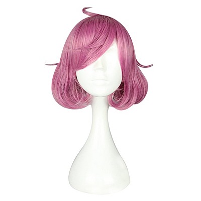 Unique Bargains Women's Bob Wigs 12" Pink with Wig Cap Straight Hair