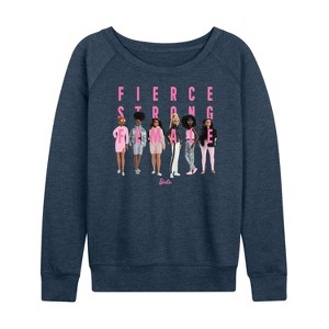 Women's - Barbie - Fierce Strong Female Lightweight French Terry Wide Neck Long Sleeve Shirt - 1 of 4