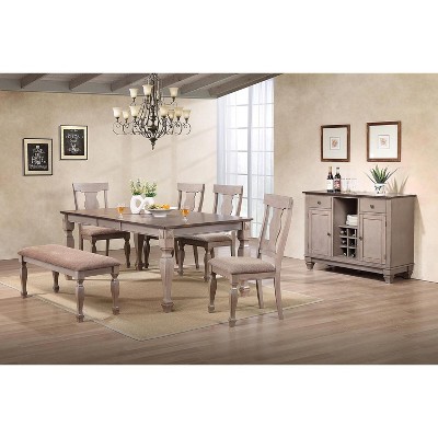 Two-Tone Brown Wood Upholstered Parsons Side Chair Set