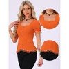 INSPIRE CHIC Women's Square Neck Solid Color Puff Short Sleeve Lace Up Gothic Blouse - 2 of 4
