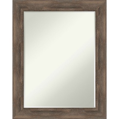 Amanti Art Hardwood Mocha Petite Bevel Wood Bathroom Wall Mirror 28.75 x 22.75 in.