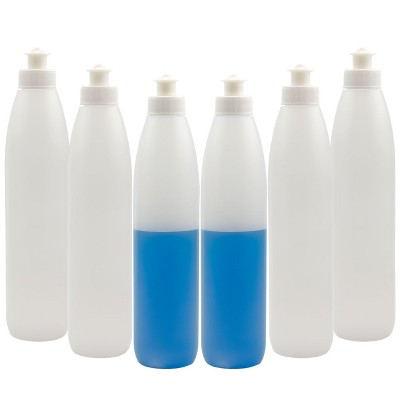 Cornucopia Brands 8oz Squeeze Bottles for Dish Soap and Sauces 6pk; Push Pull Cap Dispenser HDPE Squirt Bottles