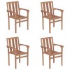 vidaXL Patio Chair Set of 4 Warm teak Teak wood Standard Stackable - 3 of 4