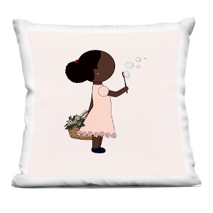 Stupell Industries Girl with Bubbles Indoor Decorative Throw Pillow, 18 x 18 - 1 of 3