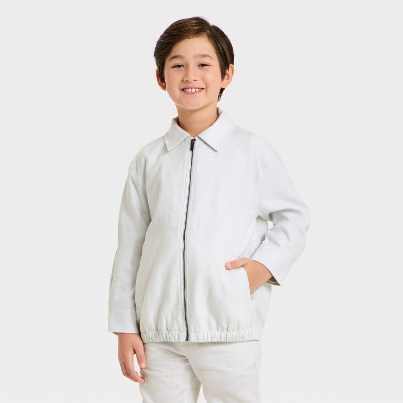 Boys' Linen Suit Bomber Jacket - Cat & Jack™ Light Gray XS