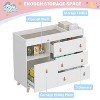 FUFU&GAGA Baby Changing Table Storage Cabinet With Leather Pulls Large Worktop Table Three Large Drawers Plenty of Storage Space - 3 of 4