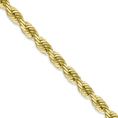 Black Bow Jewelry Men's 6mm 10k Yellow Gold Diamond Cut Solid Rope Chain Necklace