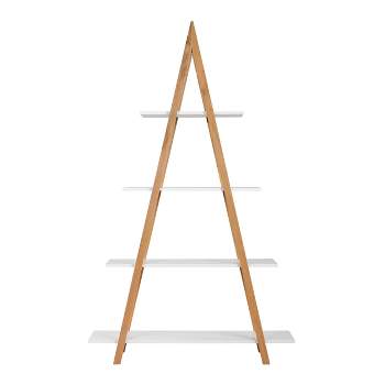 66.5" Abacus Ladder Bookshelf Oak and White - Universal Expert
