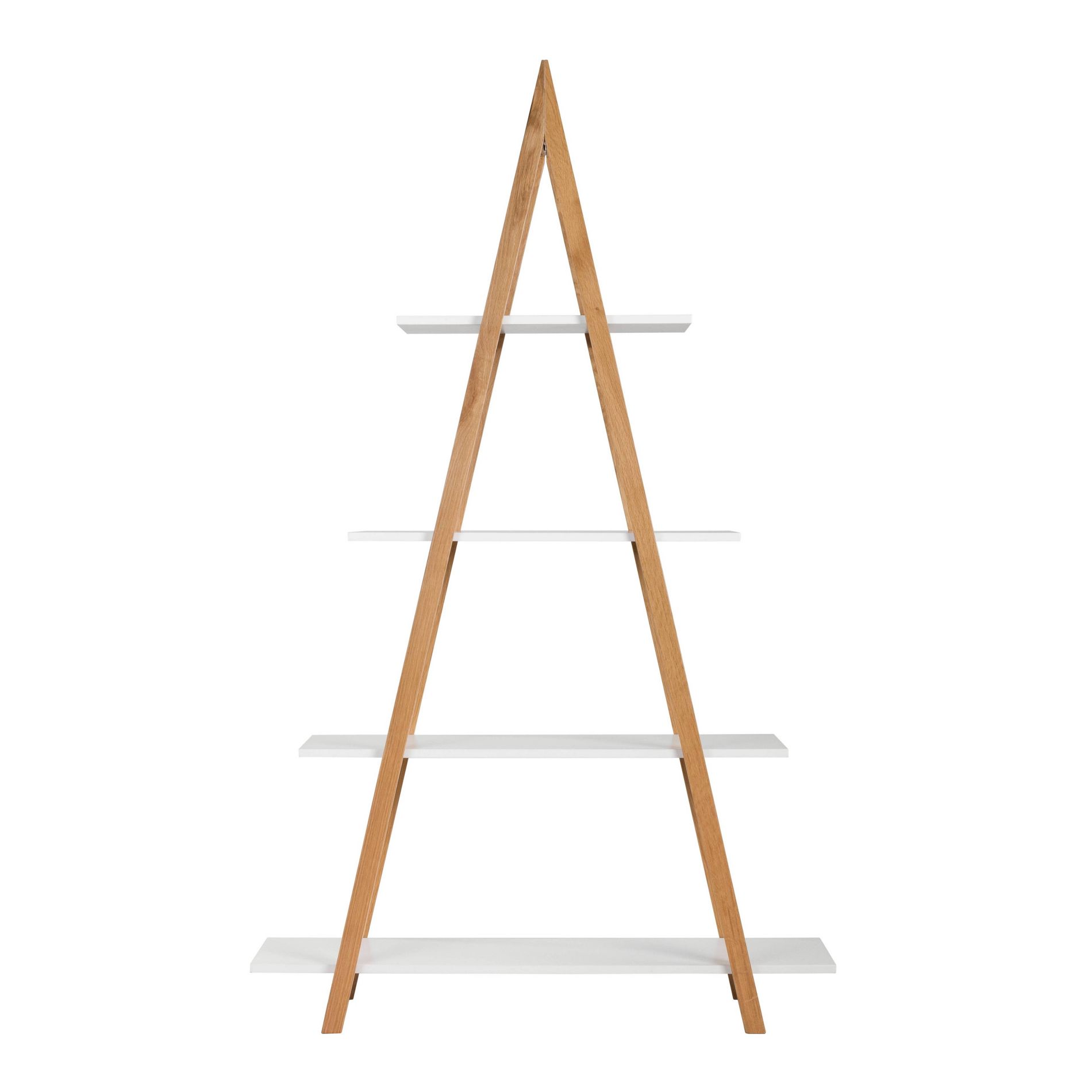 66.5" Abacus Ladder Bookshelf Oak and White - Universal Expert: Modern A-Frame, 4-Tier Storage