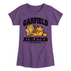 Girls' - Garfield - Sleeping Athletics Fitted Short Sleeve Graphic T-Shirt - 1 of 4