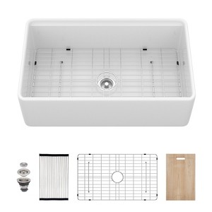 Gulches 30x20x10 Inch White Porcelain Ceramic Farmhouse Workstation ...