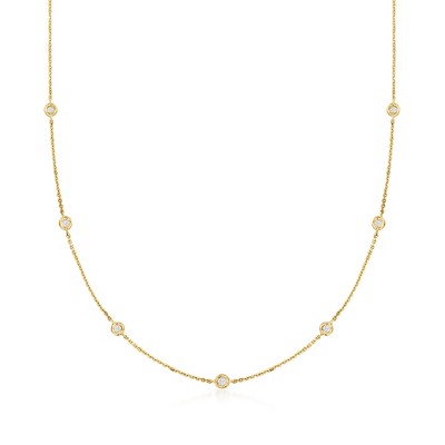 Pure Collection by Ross-Simons 0.20 ct. t.w. Diamond Station Necklace in 14kt Yellow Gold
