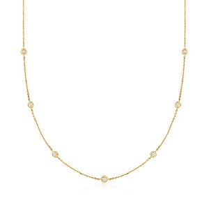 Pure Collection by Ross-Simons 0.20 ct. t.w. Diamond Station Necklace in 14kt Yellow Gold - 1 of 4