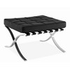 HomeRoots 24" Black Genuine Leather and Silver Tufted Footstool Ottoman - 3 of 4