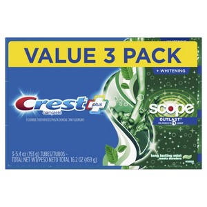 Crest + Scope Outlast Complete Whitening Toothpaste Mint Value Pack - 3ct - 16.2oz