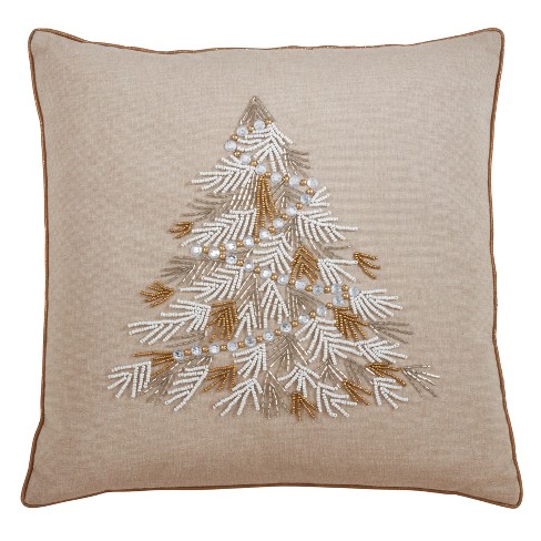 Shop silk Christmas pillow covers with white tree and gold star