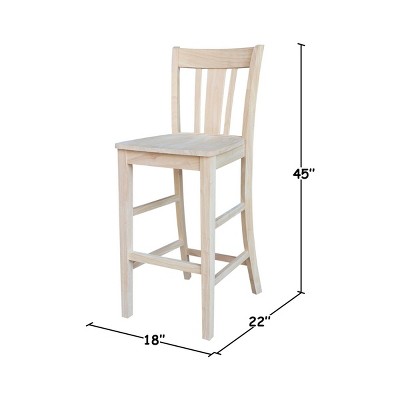 San Remo 30-Inch Unfinished Solid Wood Traditional Bar Stool