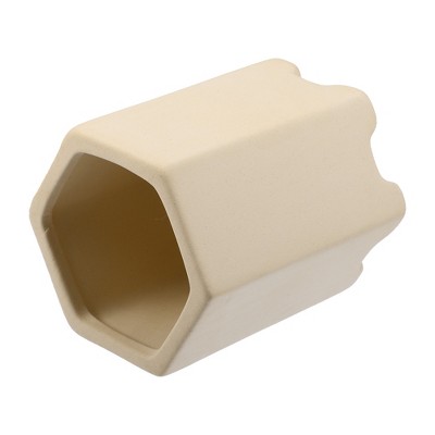 Unique Bargains Ceramic Aquarium Hideaway Rock Cave Fish Tank Decoration Beige Yellow 3.35x2.98x2.62 Inches