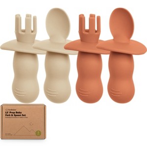 4-Pack Prep Baby Spoons & Forks Set, Self Feeding Baby Utensils 6-18 Months, Silicone BLW Baby Feeding Set, BPA-Free - 1 of 4