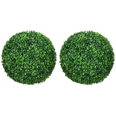 Maggift Artificial Plant Set of 2 Artificial Ball Boxwood Topiary Trees Balls Fake Plants for Home Office Living Room Decor, Green, 15.8"*15.8"*15.8"