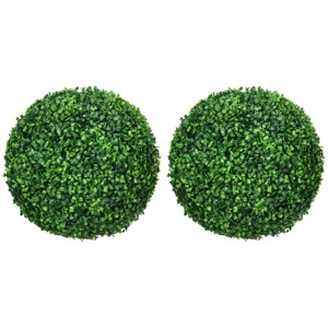 Syemin Artificial Plant Set of 2 Artificial Ball Boxwood Topiary Trees Balls Fake Plants for Home Office Living Room Decor, Green, 15.8"*15.8"*15.8" - 1 of 4