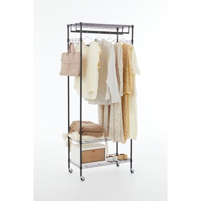 DOMETOUR Adjustable Mobile Hanger Iron Storage Hanger Rack Hanging Multi-functional Bedroom Clothes Rack