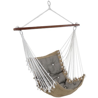 Sunnydaze Large Tufted Victorian Hanging Hammock Chair Swing for Backyard and Patio - 300 lb Weight Capacity - Gray