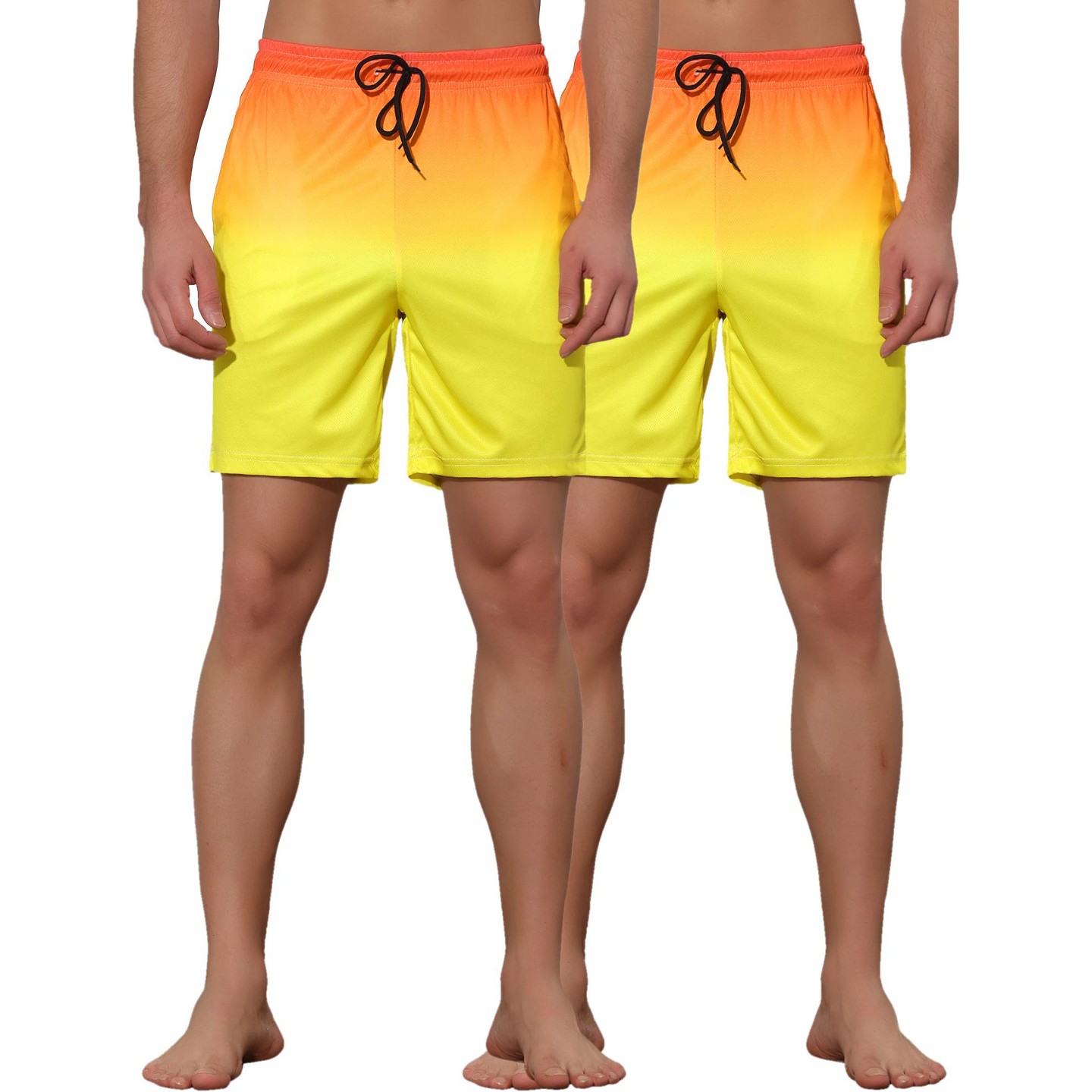 Мужские шорты Lars Amadeus Drawstring Waist Colorful Pattern Hawaiian Swim Board Shorts 2 Pack Yellow 34, цвет: Жёлтый — фото 1