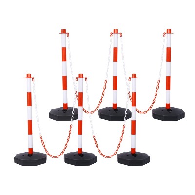 Traffic Delineator Post Cones with Fillable Base, Adjustable Plastic Safety Barrier with 5Ft Plastic Chain