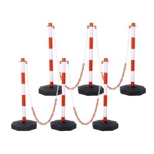 Traffic Delineator Post Cones with Fillable Base, Adjustable Plastic Safety Barrier with 5Ft Plastic Chain - 1 of 4