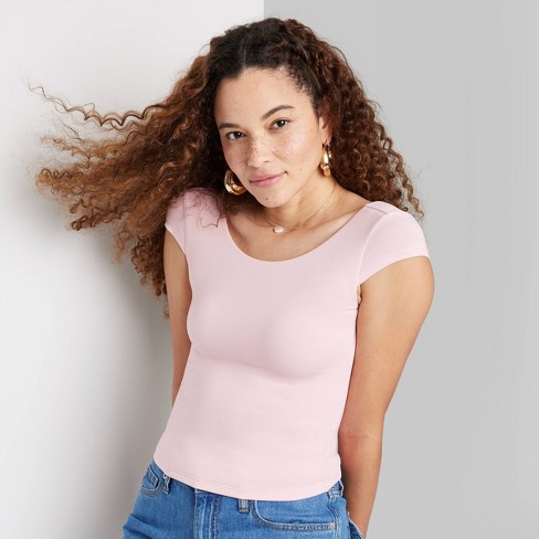 Pink Basic Jersey Square Neck Crop Vest