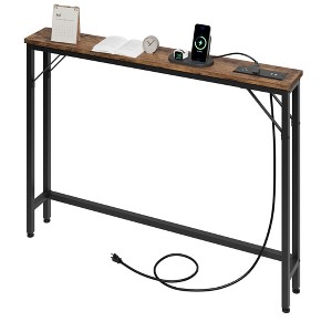39.3" Console Table with Power Station, Slim Entryway Table with USB Ports & Outlets, Narrow Sofa Table for Hallway, Living Room, Behind Couch - 1 of 4